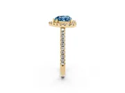 Heart-Shaped Pave Halo Engagement Ring Setting for a Fancy Blue Lab-Grown Diamond | Pave Band | Yellow Gold