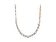 Round Lab-Grown Diamond Graduated Tennis Necklace | Bead Chain Back | Rose Gold