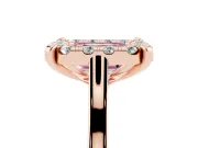 Emerald Cut Claw Corner Halo Engagement Ring Setting for a Fancy Pink Lab-Grown Diamond | Slim Plain Band | Rose Gold