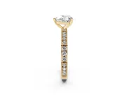 Heart Cut Diamond Solitaire Ring Set in Yellow gold with Slim Pavé Band and Prong Setting