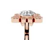 Round Vintage Milgrain Bezel Cluster Halo Engagement Ring Setting | Plain Band | Rose Gold