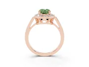 Oval Halo Engagement Ring Setting for a Fancy Green Lab-Grown Diamond | Polished Halo Rim | Rose Gold