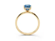 Fancy Blue Radiant Cut Diamond Solitaire Engagement Ring Set in Yellow gold with Prong Setting and Polished Band