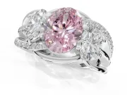 Oval Three Stone Engagement Ring Setting for a Fancy Pink Lab-Grown Diamond | Pavé Split Shank | Sterling Silver