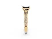 Emerald Cut Split Shank Engagement Ring Setting for a Black Center | Pavé Band | Yellow Gold