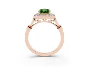 Radiant Cut Halo Engagement Ring Setting for a Fancy Green Lab-Grown Diamond | Bezel Station Shoulders | Rose Gold