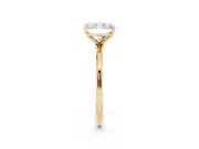 Radiant Cut Diamond Solitaire Engagement Ring Set in Yellow gold with Thin Band and Prong Setting