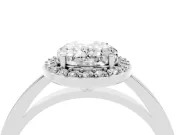Oval Cut Diamond Halo Ring Set in Silver with Solitaire Band and Prong Setting
