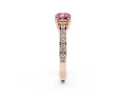 Fancy Pink Cushion Cut Diamond Solitaire Pavé Engagement Ring Set in Rose gold with Prong Setting