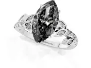Marquise Leaf Pavé Engagement Ring Setting for a Black Center | Leaf Motif Shoulders | White Gold