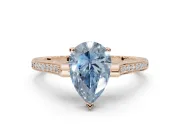 Pear-Shaped Vintage Cathedral Engagement Ring Setting for a Fancy Blue Lab-Grown Diamond | Carved Band | Rose Gold