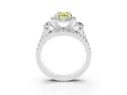 Oval Halo Split Shank Engagement Ring Setting for a Fancy Yellow Lab-Grown Diamond | Round Side Stones | Sterling Silver