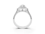 Marquise Cut Diamond Halo Ring Set in Silver with Pavé-Lined Split Shank Band