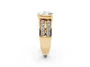 Heart-Shaped Half Bezel Engagement Ring Setting | Double Row Channel Band | Yellow Gold