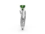 Fancy Green Princess Cut Diamond Solitaire Twist Band Ring Set in Platinum with Pavé Setting and Prong Head