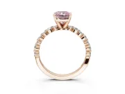 Radiant Cut Pavé Solitaire Engagement Ring Setting for a Fancy Pink Lab-Grown Diamond | Alternating Accents | Rose Gold