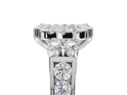 Cushion Cut Halo Side Cluster Engagement Ring Setting | Graduated Channel Band | Sterling Silver