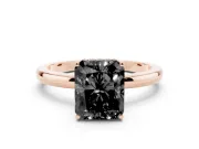Radiant Cut Hidden Halo Engagement Ring Setting for a Black Center | Thin Band | Rose Gold