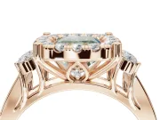 Cushion Cut Halo Engagement Ring Setting for a Fancy Green Lab-Grown Diamond | Graduated Channel Band | Rose Gold