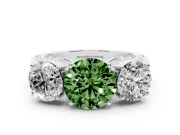 Round Engagement Ring Setting for a Fancy Green Lab-Grown Diamond | Three Stone | Platinum