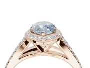 Marquise Halo Pavé Engagement Ring Setting for a Fancy Blue Lab-Grown Diamond | Narrow Split Shank | Rose Gold
