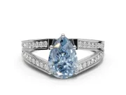Pear-Shaped Split Shank Pavé Engagement Ring Setting for a Fancy Blue Lab-Grown Diamond | Platinum