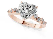 Heart-Shaped Solitaire Engagement Ring Setting | Graduated Scattered Accents | Rose Gold