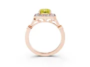 Radiant Cut Halo Engagement Ring Setting for a Fancy Yellow Lab-Grown Diamond | Bezel Station Shoulders | Rose Gold