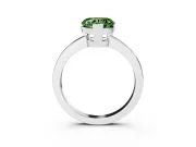 Fancy Green Heart Cut Diamond Solitaire Ring Set in Silver with Prong Head and Smooth Polished Band