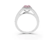 Oval Halo Engagement Ring Setting for a Fancy Pink Lab-Grown Diamond | V-Split Pavé Band | Platinum