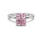 Radiant Cut Hidden Halo Ring Setting for a Fancy Pink Lab-Grown Diamond | Platinum