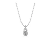 Round Lab-Grown Diamond Pavé Halo Pendant Necklace | Pavé Link and Bail | Sterling Silver