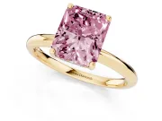 Radiant Cut Hidden Halo Engagement Ring Setting for a Fancy Pink Lab-Grown Diamond | Plain Band | Yellow Gold