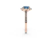 Heart-Shaped Halo Engagement Ring Setting for a Fancy Blue Lab-Grown Diamond | Tapered Band | Rose Gold