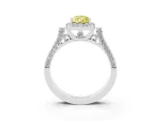 Pear-Shaped Halo Engagement Ring Setting for a Fancy Yellow Lab-Grown Diamond | Pavé Panel Shoulders | White Gold