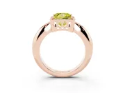 Fancy Yellow Princess Cut Diamond Halo Engagement Ring Set in Rose gold with Plain Split Shank and Prong Setting