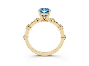 Cushion Cut Bar Set Engagement Ring Setting for a Fancy Blue Lab-Grown Diamond | Yellow Gold