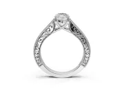 Marquise Vintage Engraved Pavé Engagement Ring Setting | Milgrain Edges | White Gold
