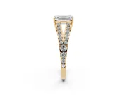 Emerald Cut Graduated Pave Split Shank Engagement Ring Setting | V Split Shoulders | Yellow Gold