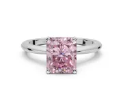 Radiant Cut Solitaire Engagement Ring Setting for a Fancy Pink Lab-Grown Diamond | Tapered Plain Band | Sterling Silver