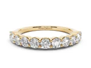 Round Lab-Grown Diamond Prong Set Half Eternity Wedding Band | Raised Row | Yellow Gold