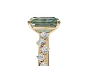 Emerald Cut Graduated Solitaire Engagement Ring Setting for a Fancy Green Lab-Grown Diamond | Yellow Gold