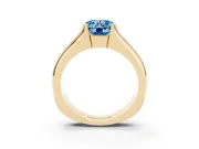 Round Half Bezel Solitaire Engagement Ring Setting for a Fancy Blue Lab-Grown Diamond | Wide Band | Yellow Gold