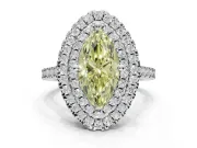 Canary Yellow Marquise Lab-Grown Diamond Double Halo Statement Ring Set in Sterling Silver with Pavé Band