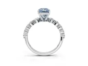 Radiant Cut Graduated Side Stone Engagement Ring Setting for a Fancy Blue Lab-Grown Diamond | Sterling Silver