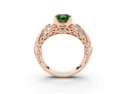 Radiant Cut Art Deco Engagement Ring Setting for a Fancy Green Lab-Grown Diamond | Rose Gold