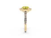 Fancy Yellow Round Cut Diamond Milgrain Floral Halo Engagement Ring Set in Yellow gold with Pavé Band