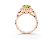 Fancy Yellow Princess Cut Diamond Halo Ring Set in Rose gold with Scrollwork Band and Prong Setting