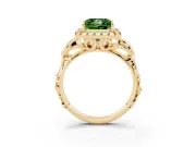 Princess Cut Filigree Halo Engagement Ring Setting for a Fancy Green Lab-Grown Diamond | Yellow Gold