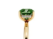 Cushion Cut Hidden Halo Engagement Ring Setting for a Fancy Green Lab-Grown Diamond | Plain Band | Yellow Gold